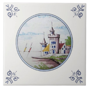 Schilderachtig Polychrome Repro Delft Tegel (1 van Tegeltje