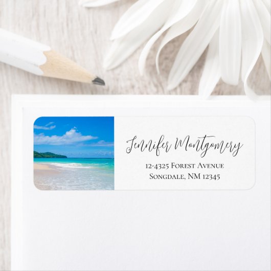 Schilderachtig proeffoto van Tropische Bestemming Etiket (Insitu)