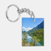 Schilderachtig reflectiefoto van Lake Mountain Sleutelhanger (Voorkant Links)