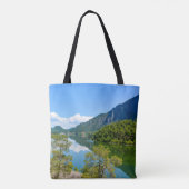 Schilderachtig reflectiefoto van Lake Mountain Tote Bag (Achterkant)