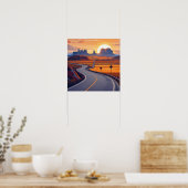 Schilderachtig reisavonturen op de bochtige weg poster (Keuken)