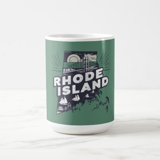 Schilderachtig Rhode Island Retro Silhouet Koffiemok (Center)