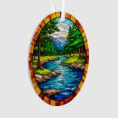 Schilderachtig rivier- en boslandschap ornament (voorkant)
