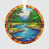 Schilderachtig rivier- en boslandschap ornament (achterkant)