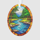 Schilderachtig rivier- en boslandschap ornament (voorkant)