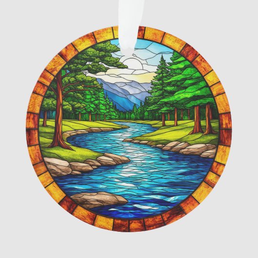 Schilderachtig rivier- en boslandschap ornament (voorkant)