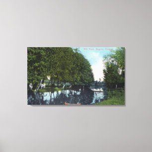 Schilderachtig rivier met Canoe SceneEugene, OF Canvas Afdruk