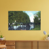 Schilderachtig rivier met Canoe SceneEugene, OF Canvas Afdruk (Insitu (Woonkamer))