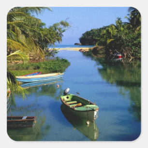 Schilderachtig rivier nabij Ocho Rios in Jamaica Vierkante Sticker