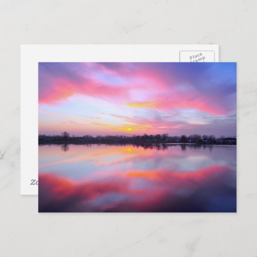 Schilderachtig roze landschap briefkaart (Voorkant / Achterkant)