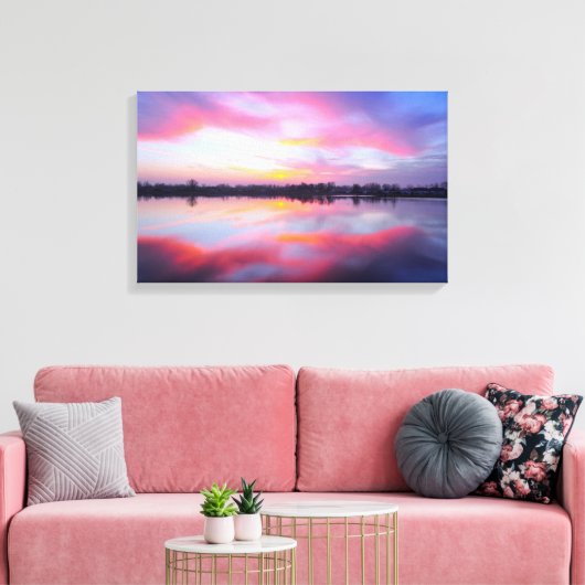 Schilderachtig roze landschap canvas afdruk (Insitu (Woonkamer))