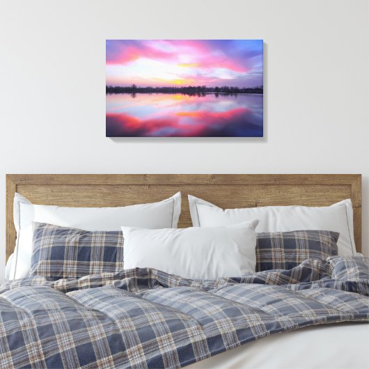 Schilderachtig roze landschap canvas afdruk (Insitu (Slaapkamer))