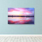 Schilderachtig roze landschap canvas afdruk (Insitu (Houten vloer))