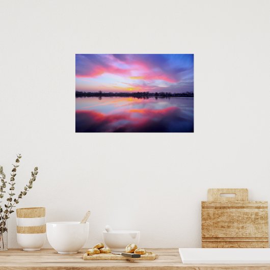 Schilderachtig roze landschap poster (Keuken)