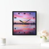 Schilderachtig roze landschap vierkante klok (Huis)