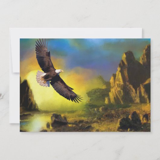 Schilderachtig Rustic Bald Eagle Patriotic Wedding Kaart (Achterkant)