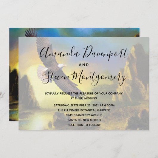 Schilderachtig Rustic Bald Eagle Patriotic Wedding Kaart (Voorkant / Achterkant)