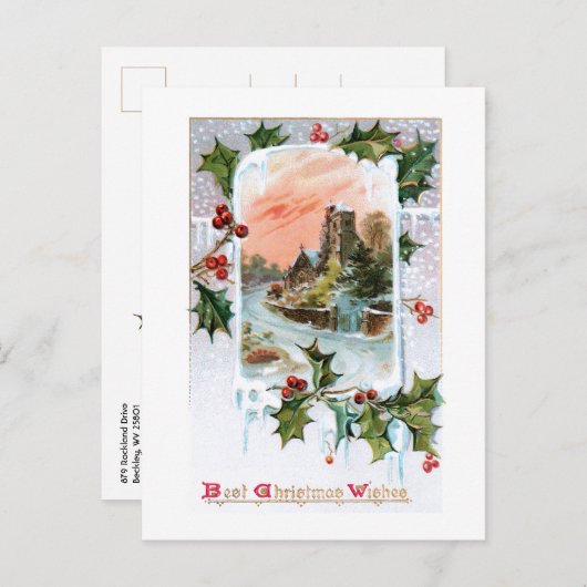 Schilderachtig rustiek winterlandschap met Holly Briefkaart (Voorkant / Achterkant)
