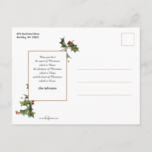 Schilderachtig rustiek  winterlandschap met Holly Briefkaart (Achterkant)