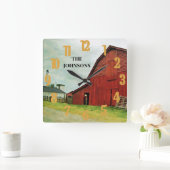 Schilderachtig Rustisch land Rode Barn  Vierkante Klok (Huis)