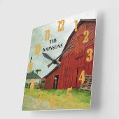 Schilderachtig Rustisch land Rode Barn  Vierkante Klok (Hoek)