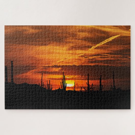 Schilderachtig Saguaros op Sunset Legpuzzel (Horizontaal)