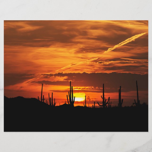 Schilderachtig Saguaros op Sunset Scrapbook Paper (Voorkant)