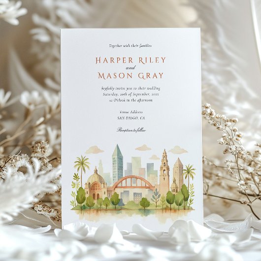 Schilderachtig San Diego Californië Waterverf brui Kaart