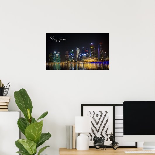 Schilderachtig Singapore Skyline Poster (Thuiskantoor)