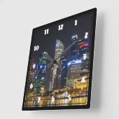 Schilderachtig Singapore Skyline Vierkante Klok (Hoek)