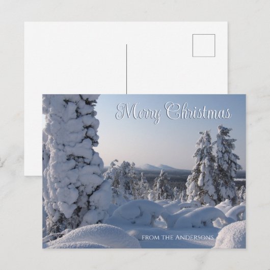 Schilderachtig Snowy Landscape Merry Kerstry Briefkaart (Voorkant / Achterkant)
