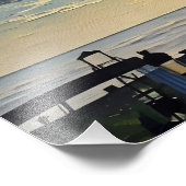 Schilderachtig strand bij zonsondergang met palmbo foto afdruk (Hoek)