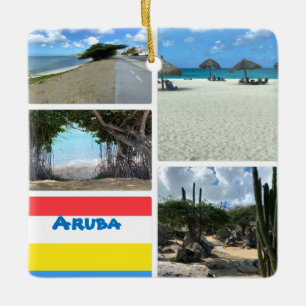 Schilderachtig strand en woestijn Aruba Keramisch Ornament