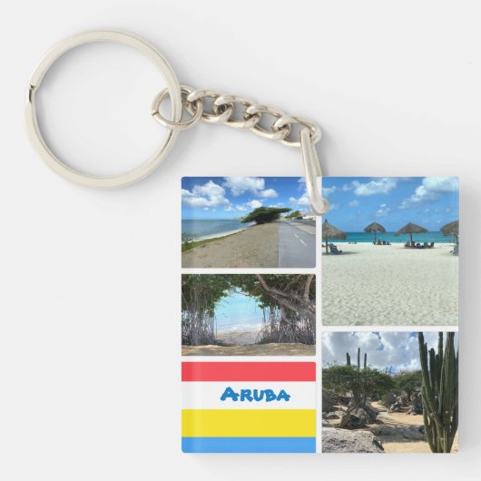 Schilderachtig strand en woestijn Aruba Sleutelhanger (voorkant)