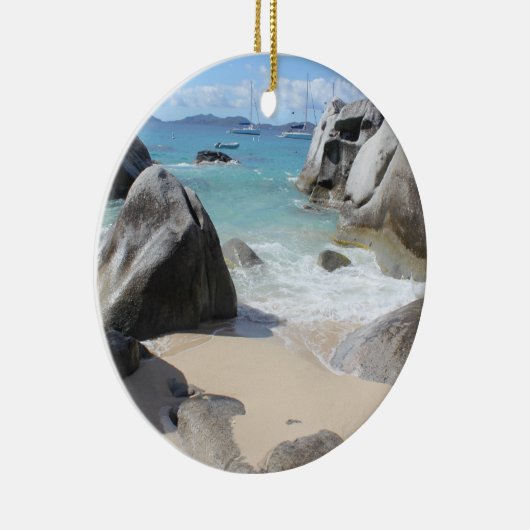 Schilderachtig strand op The Baths on Virgin Gorda Keramisch Ornament (Rechts)