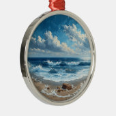 Schilderachtig strand - Prachtige strandscène Metalen Ornament (Rechts)