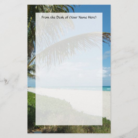Schilderachtig strand, zijpalmvertakking briefpapier (Voorkant)