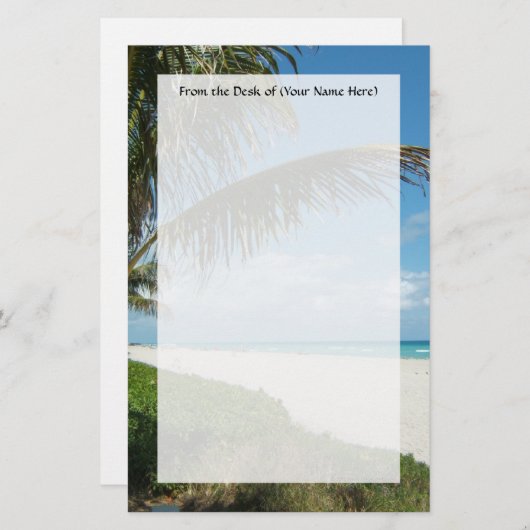 Schilderachtig strand, zijpalmvertakking briefpapier (Voorkant / Achterkant)