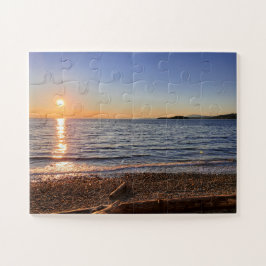 Schilderachtig strand zonsondergang foto oversized legpuzzel
