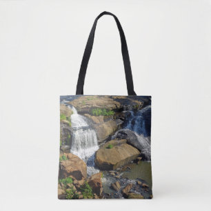 Schilderachtig stroom met waterval tote bag