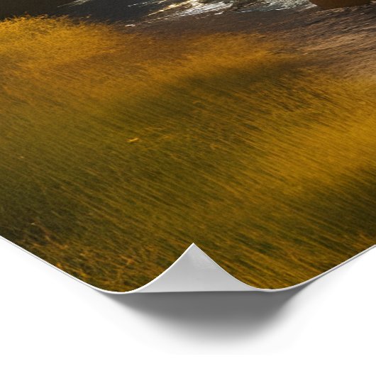 Schilderachtig Sunlit Mountain River Poster (Hoek)