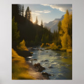 Schilderachtig Sunlit Mountain River Poster (Voorkant)