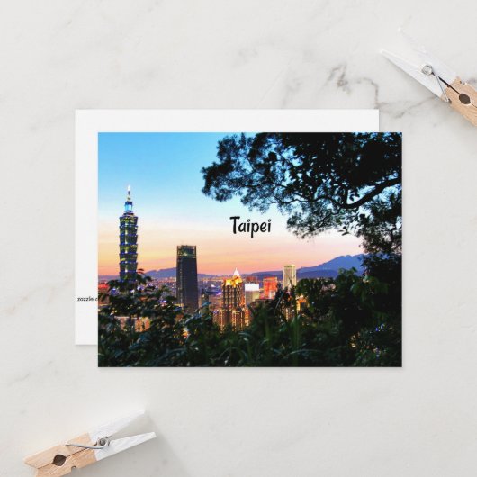 Schilderachtig Taipei-foto Taiwan Kaart (Voorkant / Achterkant in situ)