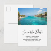 Schilderachtig Tropical Beach Island Save the Date Uitnodiging Briefkaart (Voorkant / Achterkant)