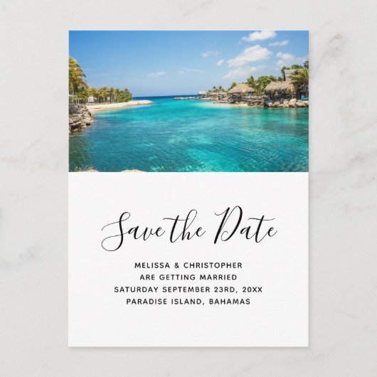 Schilderachtig Tropical Beach Island Save the Date Uitnodiging Briefkaart (Voorkant)