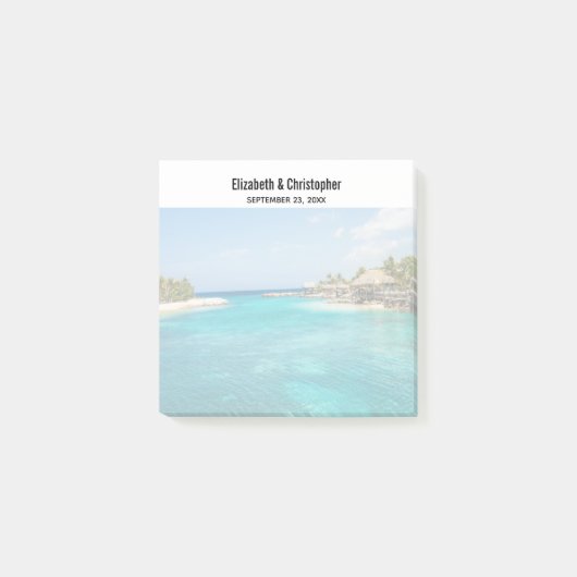 Schilderachtig tropisch strand met een gevlekte hu post-it® notes (Voorkant)