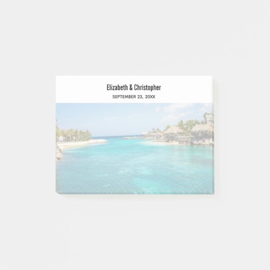 Schilderachtig tropisch strand met een gevlekte hu post-it® notes (Voorkant)