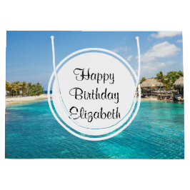 Schilderachtig tropisch strand met rieten hutten V Groot Cadeauzakje