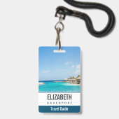 Schilderachtig Tropisch strand met Thatched Huts F Badge (Voorzijde met lanyard)