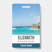 Schilderachtig Tropisch strand met Thatched Huts F Badge (Achterkant)